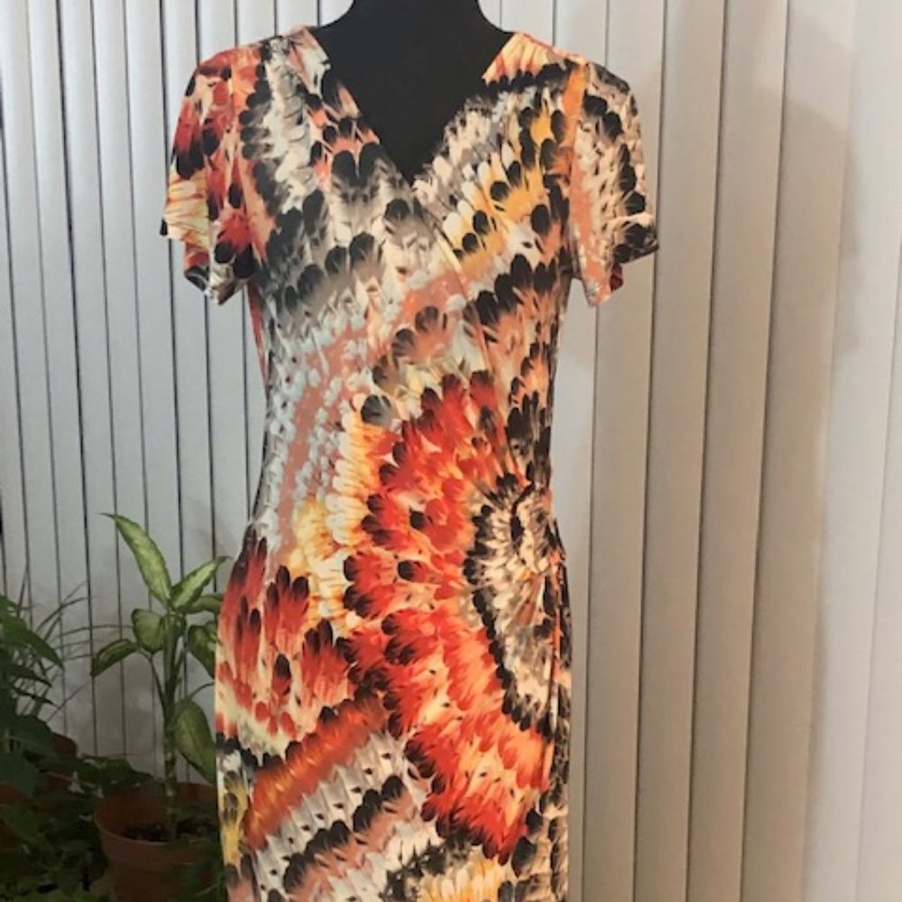 Pretty Orange Print Dress, Size 10